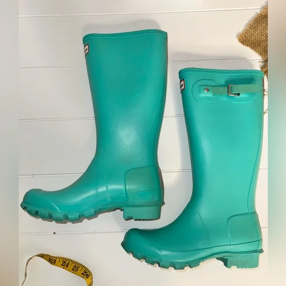 Rare Tiffany Blue Hunter Boots Size 4 boys 5 girls - Picture 4 of 13